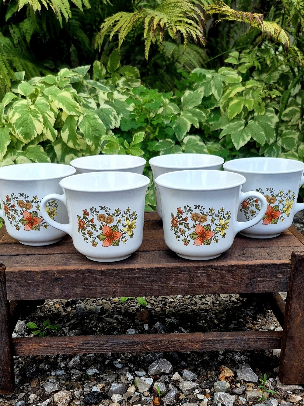 Vintage Corelle Indian Summer Coffee Mugs Set of 6 Corning 1970s